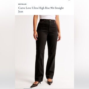 Abercrombie black Jeans. Curve love ultra high rise 90s straight size 25 short
